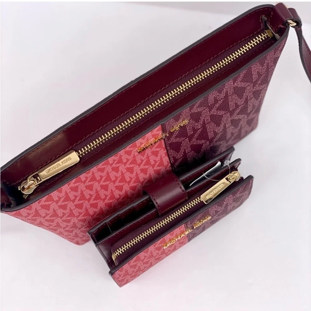 Michael Kors Jet Set Small Two-Tone Logo Crossbody Bag and Wallet Set